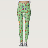 Kleurrijke salie vlinders patroon leggings (Voorkant)