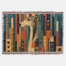 Kleurrijke Saluki Folk Art Geometrisch Hond Patroo