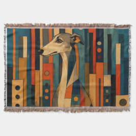 Kleurrijke Saluki Folk Art Geometrisch Hond Patroo Deken