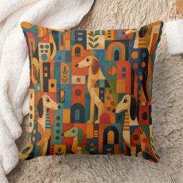 Kleurrijke Saluki Folk Art  Kussen