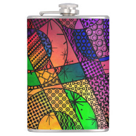 Kleurrijke Samenvatting met Texturen & Patronen Heupfles