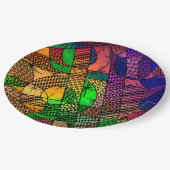 Kleurrijke Samenvatting met Texturen & Patronen Papieren Bordje (Gekanteld)