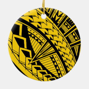 Kleurrijke Samoaanse tattoo patronen Keramisch Ornament