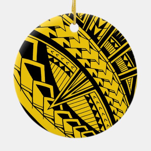 Kleurrijke Samoaanse tattoo patronen Keramisch Ornament (Achterkant)