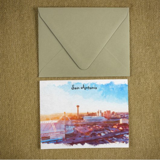 Kleurrijke San Antonio Texas Panorama Uitzicht Briefkaart
