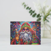 Kleurrijke Santa Claus Hippy Art Briefkaart (Staand voorkant)