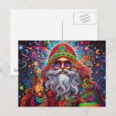 Kleurrijke Santa Claus Hippy Art Briefkaart (Voorkant / Achterkant)