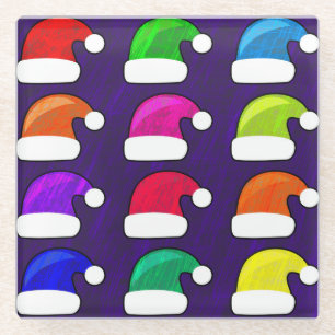 Kleurrijke Santa Hats Glass Onderzetter