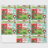 Kleurrijke Santa Merry Christmas Wrapping Paper Cadeaupapier (Vlak)