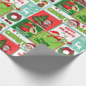 Kleurrijke Santa Merry Christmas Wrapping Paper Cadeaupapier (Hoek)