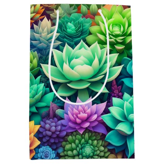  kleurrijke sappige groen Verjaardag Medium Cadeauzakje (Voorkant)