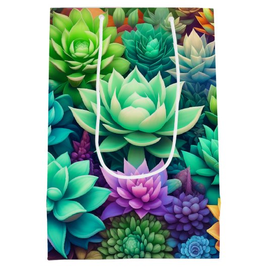  kleurrijke sappige groen Verjaardag Medium Cadeauzakje (Achterkant)