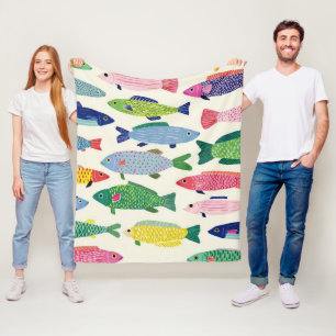 Kleurrijke Sardines Naadloos Patroon (1) Fleece Deken