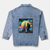 Kleurrijke Sasquatch Volle Maan Pijnboom Denim Jacket (Achterkant)