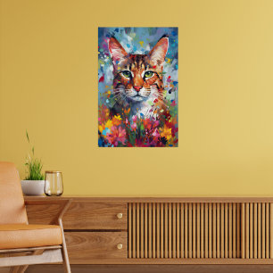 Kleurrijke Savannah kat Kunst Poster