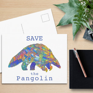 Kleurrijke Save the Pangolin Bedreigde Dieren Kuns Briefkaart