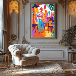 Kleurrijke saxofonist in Fauvistische stijl Canvas Afdruk