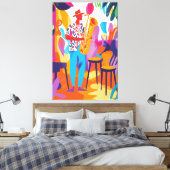 Kleurrijke saxofonist in Fauvistische stijl Canvas Afdruk (Insitu (Slaapkamer))