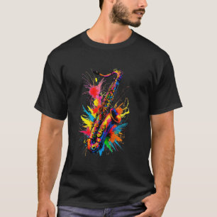 Kleurrijke Saxofoon Muziek Jazz Leraar speler cool T-shirt