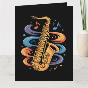 Kleurrijke Saxofoon Muziekstroom Jazz Instrument Kaart