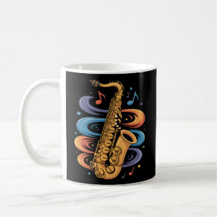 Kleurrijke Saxofoon Muziekstroom Jazz Instrument Koffiemok