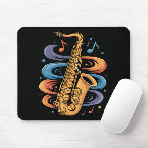 Kleurrijke Saxofoon Muziekstroom Jazz Instrument Muismat