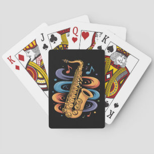 Kleurrijke Saxofoon Muziekstroom Jazz Instrument Pokerkaarten