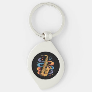 Kleurrijke Saxofoon Muziekstroom Jazz Instrument Sleutelhanger