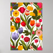 Kleurrijke Scandinavische bloemen laat bloemrijke  Poster (Voorkant)