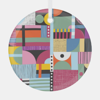 Kleurrijke Scandinavische: vrolijke patroonmix. Glas Ornament