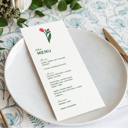 Kleurrijke Scandinavische Wilde Bloemen Bruiloftsd Menu