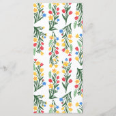 Kleurrijke Scandinavische Wilde Bloemen Bruiloftsd Menu (Achterkant)