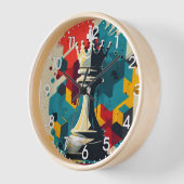 Kleurrijke schaak koning wandklok – Abstracte geom (Hoek)