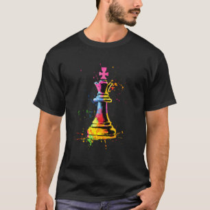 Kleurrijke schaakstuk schaker t-shirt