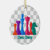 Kleurrijke schaakstukken Ontwerpversiering Keramisch Ornament (Rechts)