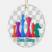 Kleurrijke schaakstukken Ontwerpversiering Keramisch Ornament (Links)