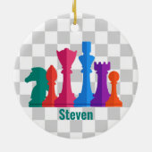 Kleurrijke schaakstukken Ontwerpversiering Keramisch Ornament (Achterkant)