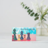 Kleurrijke schaakstukken, schaakclub visitekaartje (Staand voorkant)