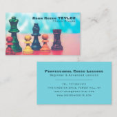 Kleurrijke schaakstukken, schaakclub visitekaartje (Voorkant / Achterkant)