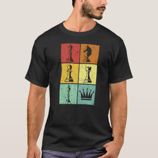 kleurrijke schaakstukken schaakmeester liefde voo t-shirt