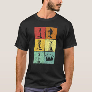 Kleurrijke schaakstukken Schaker houdt van T-shirt