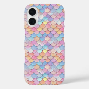 Kleurrijke schaal zeemeermin patroon iPhone 16 hoesje
