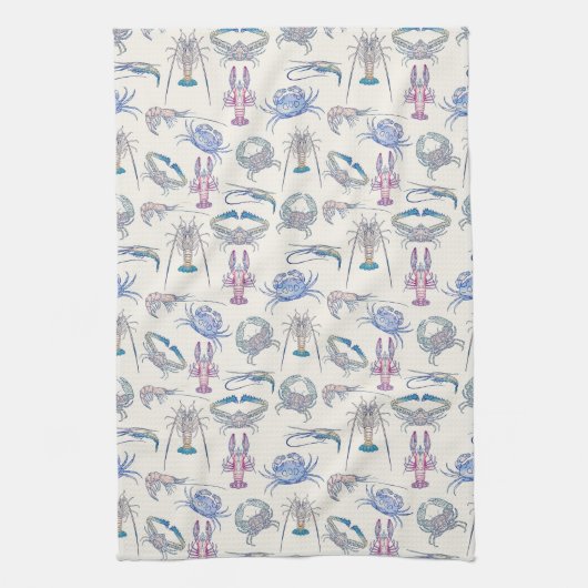 Kleurrijke schaaldierkern esthetisch theedoek (Verticaal)