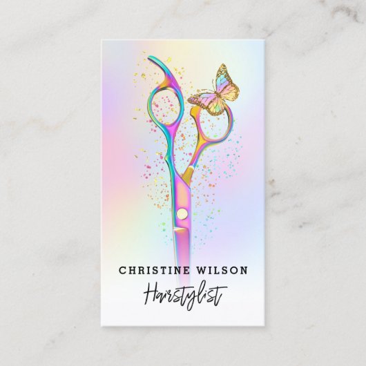 kleurrijke schaar- en vlinderschaar visitekaartje (Voorkant)
