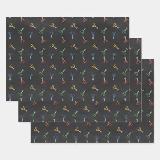 Kleurrijke schaar op het karton inpakpapier vel (Set)