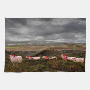 Kleurrijke schapen theedoek