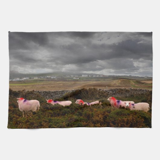 Kleurrijke schapen theedoek (Horizontaal)