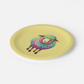 Kleurrijke schapenillustratie papieren bordje (Gekanteld)