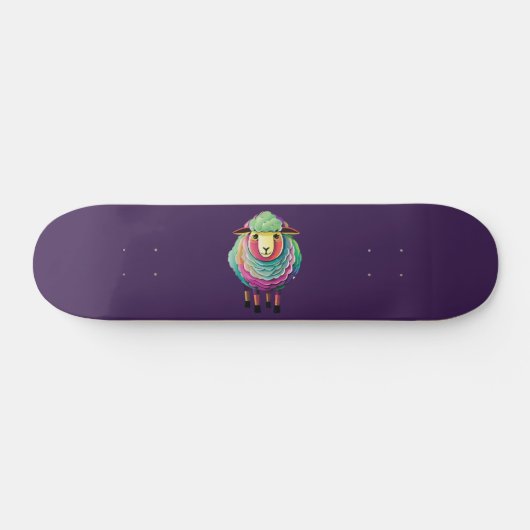 Kleurrijke schapenillustratie persoonlijk skateboard (Horizontaal)