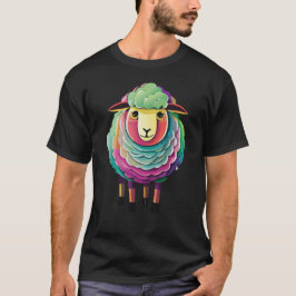 Kleurrijke schapenillustratie t-shirt
